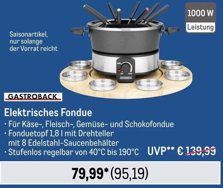 GASTROBACK Elektrisches Fondue Angebot bei METRO
