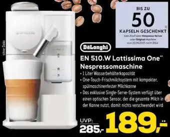 Euronics DeLonghi EN 510.W Lattissima One Nespressomaschine Angebot