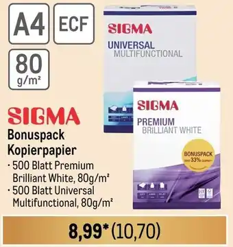 METRO SIGMA Bonuspack Kopierpapier Angebot