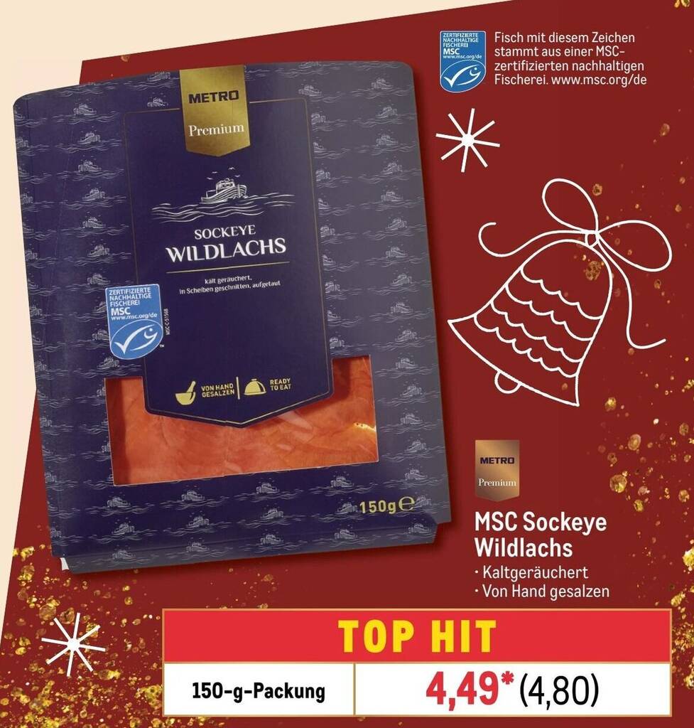 MSC Sockeye Wildlachs 150 g Packung Angebot bei METRO MSC Sockeye Wildlachs 150 g Packung Angebot bei METRO