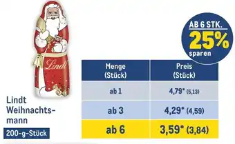 METRO Lindt Weihnachts-mann 200-g-Stück Angebot