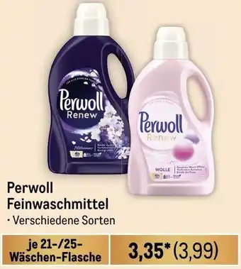 METRO Perwoll Feinwaschmittel 21/25 Wäschen-Flasche Angebot