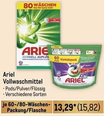 METRO Ariel Vollwaschmittel 60/80 Wäschen-Packung/Flasche Angebot