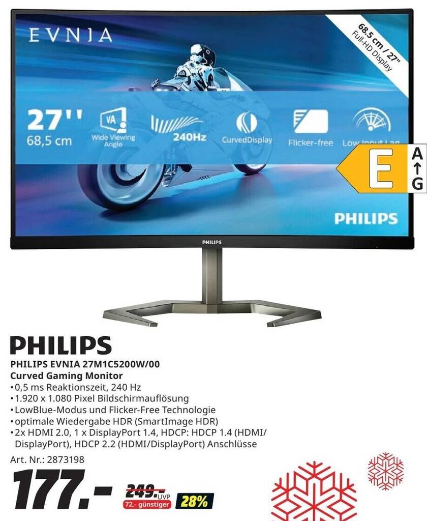 PHILIPS EVNIA 27M1C5200W/00 Curved Gaming Monitor Angebot bei MediaMarkt