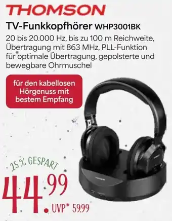 V Markt THOMSON TV-Funkkopfhörer WHP3001BK Angebot