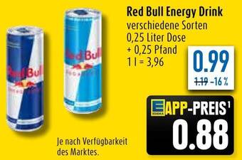 diska Red Bull Energy Drink 0,25 Liter Dose Angebot