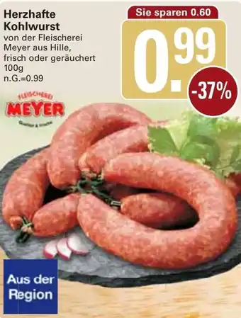 WEZ MEYER Herzhafte Kohlwurst 100 g Angebot