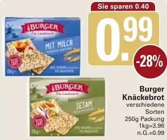 WEZ Burger Knäckebrot 250 g Packung Angebot