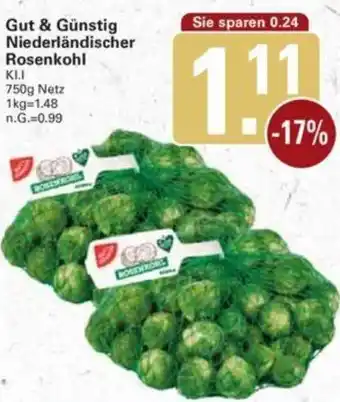 WEZ Gut & Günstig Niederländischer Rosenkohl 750 g Netz Angebot