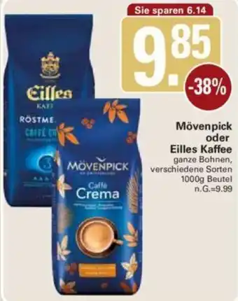 WEZ Mövenpick oder Eilles Kaffee 1000g Beutel Angebot