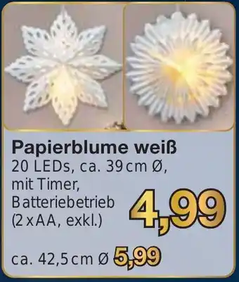 Wiglo Wunderland Papierblume weiß 20 LEDs Angebot