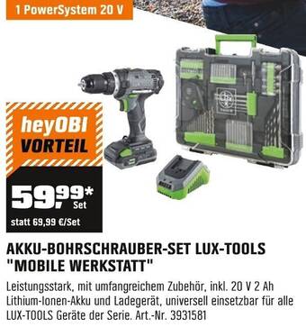 OBI AKKU-BOHRSCHRAUBER-SET LUX-TOOLS "MOBILE WERKSTATT" Angebot