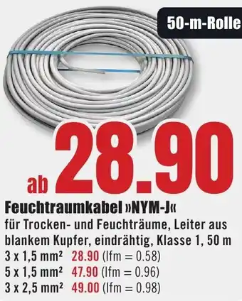 B1 Discount Baumarkt ab Feuchtraumkabel NYM-J, 50 m Rolle Angebot