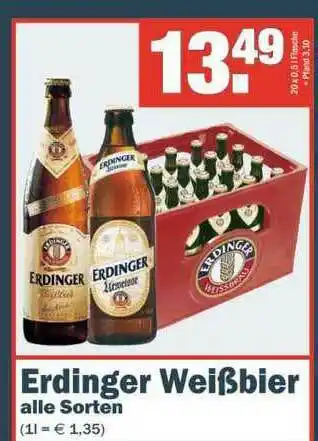 Benz Getränke Erdinger Weißbier Alle Sorten Angebot