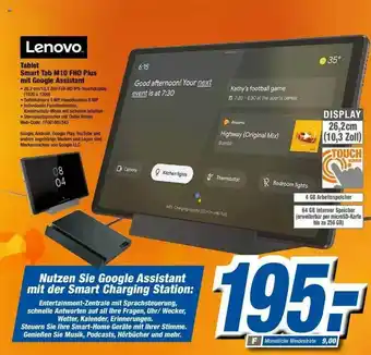 Expert Lenovo Tablet Smart Tab M10 Fhd Plus Mit Google Assistant Angebot