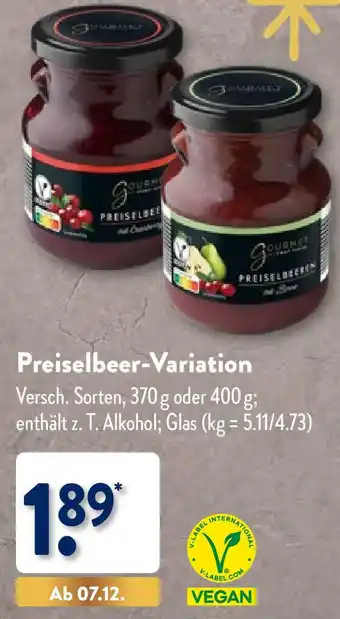 Aldi Nord Gourmet Finest Cuisine Preiselbeer-Variation 370 g oder 400 g Angebot