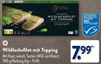 Aldi Nord Gourmet Finest Cuisine Wildlachsfilet mit Topping 700 g Packung Angebot