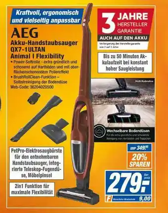 HEM Expert Aeg Akku-handstaubsauger Qx7-1ultan Animal I Flexibility Angebot