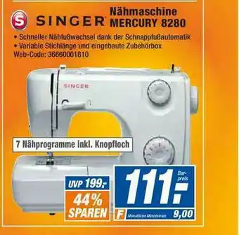 HEM Expert Singer Nähmaschine Mercury 8280 Angebot