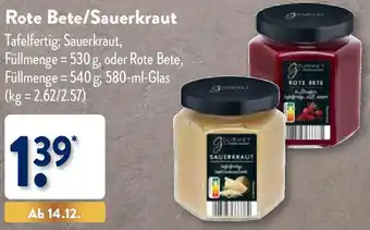 Aldi Nord Gourmet Finest Cuisine Rote Bete/Sauerkraut 580 ml Glas Angebot