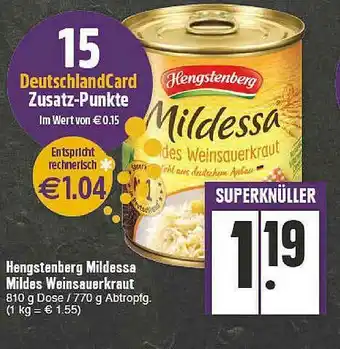 E-Center Hengstenberg Mildessa Mildes Weinsauerkraut Angebot