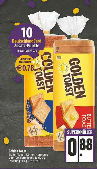 E-Center Golden Toast Butter Toast Kõrner Harmonie Oder Vollkorn Toast Angebot