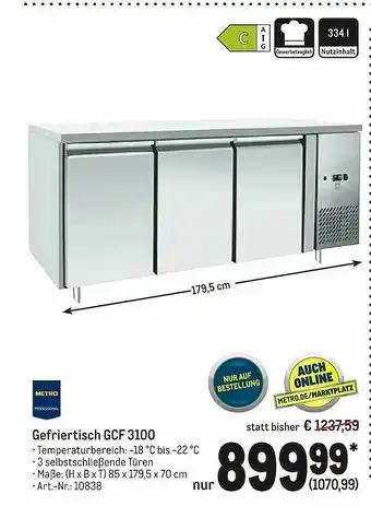 METRO Gefriertisch Gcf3100 Metro Professional Angebot