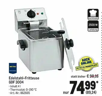 METRO Edelstahl-fritteuse Gdf 3004 Metro Professional Angebot