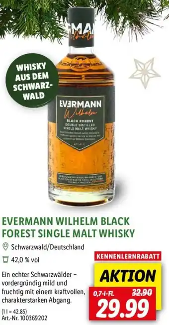 Lidl EVERMANN WILHELM BLACK FOREST SINGLE MALT WHISKY 0,7 L-Fl. Angebot