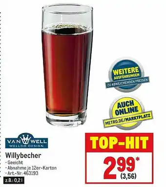 METRO Willybecher Van Well Angebot