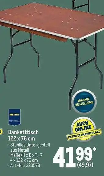 METRO Banketttisch 122 X 76 Cm Metro Professional Angebot