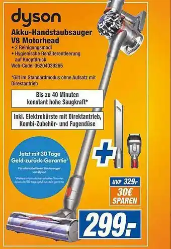 expert Octomedia Dyson Akku-handstaubsauger V8 Motorhead Angebot