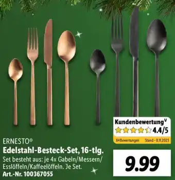 Lidl ERNESTO Edelstahl Besteck Set, 16-tlg. Angebot