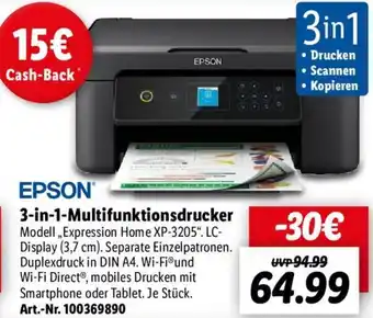 Lidl EPSON 3-in-1-Multifunktionsdrucker ,,Expression Home XP-3205" Angebot