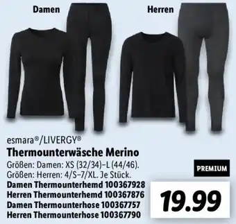 Lidl esmara/LIVERGY Thermounterwäsche Merino Angebot