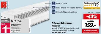 Lidl Badenia 7-Zonen-Kaltschaum Matratze Angebot