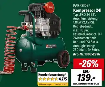 Lidl PARKSIDE Kompressor 24 L ,,PKO 24 B2" Angebot