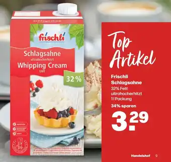 Handelshof Frischli Schlagsahne 32% Fett ultrahocherhitzt 1L Angebot