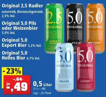 Thomas Philipps Original 2,5 Radler oder Original 5,0 Pils oder Weizenbier 0,5 Liter Angebot