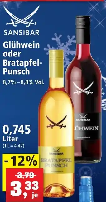 Thomas Philipps SANSIBAR Glühwein oder Bratapfel-Punsch 0,745 Liter Angebot