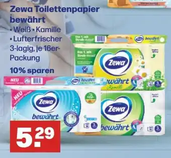 Handelshof Zewa Toilettenpapier bewährt Weiß Kamille •Lufterfrischer 3-lagig, je 16er-Packung Angebot