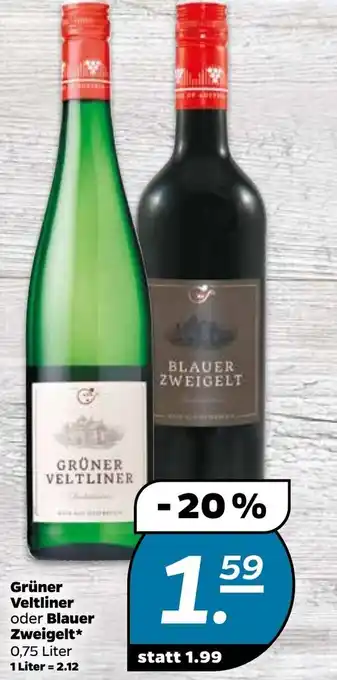 NETTO Grunder Veltiliner oder Blauer Zweigelt 0.75 Liter Angebot