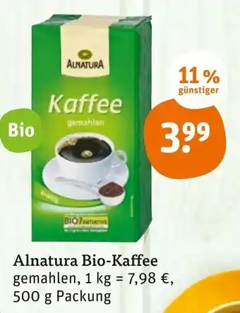 tegut Alnatura Bio-kaffee 500g Angebot