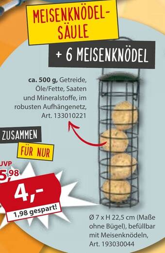Sonderpreis Baumarkt MEISENKNÖDEL-SÄULE + 6 MEISENKNÖDEL Angebot