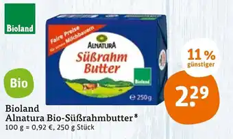 tegut Bioland Alnatura Bio-subrahmbutter 250g Angebot