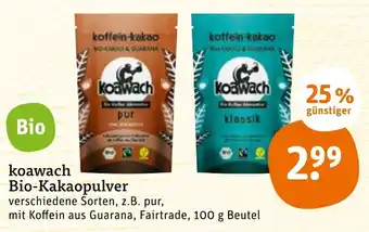 tegut koawach bio-kakaopulver 100g Angebot