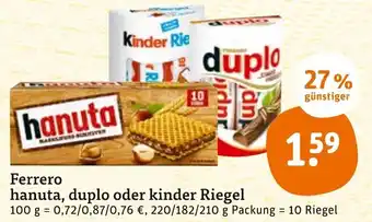 tegut Ferrero hanuta, duplo oder kinder reigel Angebot