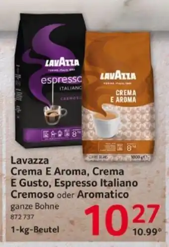 Selgros Lavazza Crema E Aroma, Crema E Gusto, Espresso Italiano Cremoso oder Aromatico ganze Bohne 1kg Angebot