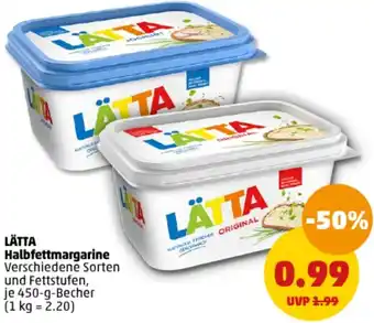 PENNY LÄTTA Halbfettmargarine 450 g Becher Angebot