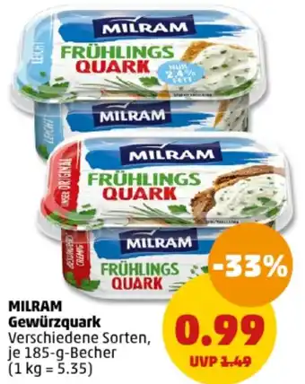 PENNY MILRAM Gewürzquark 185 g Becher Angebot